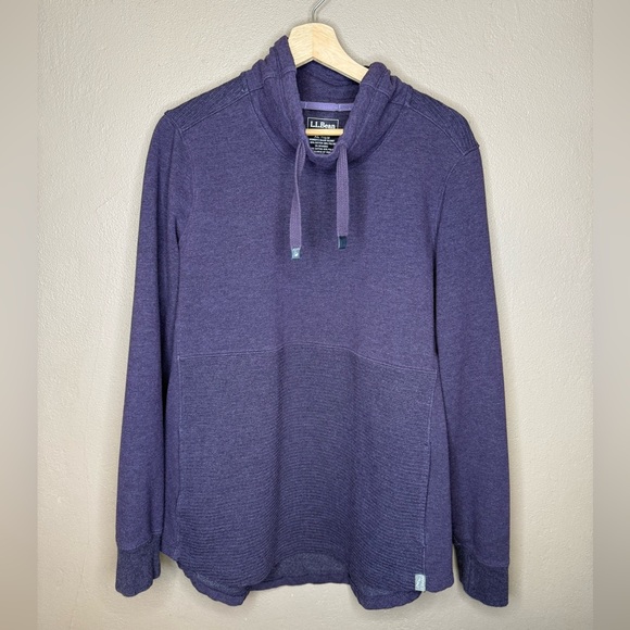 L.L.Bean Cozy Mixed Knit Mock Neck Sweatshirt In Darkest Purple Heather Size XL - Picture 12 of 14